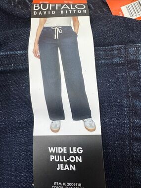 Buffalo David Bitton Women's Wide Leg Pull-On Jeans - Dark Navy xxl
